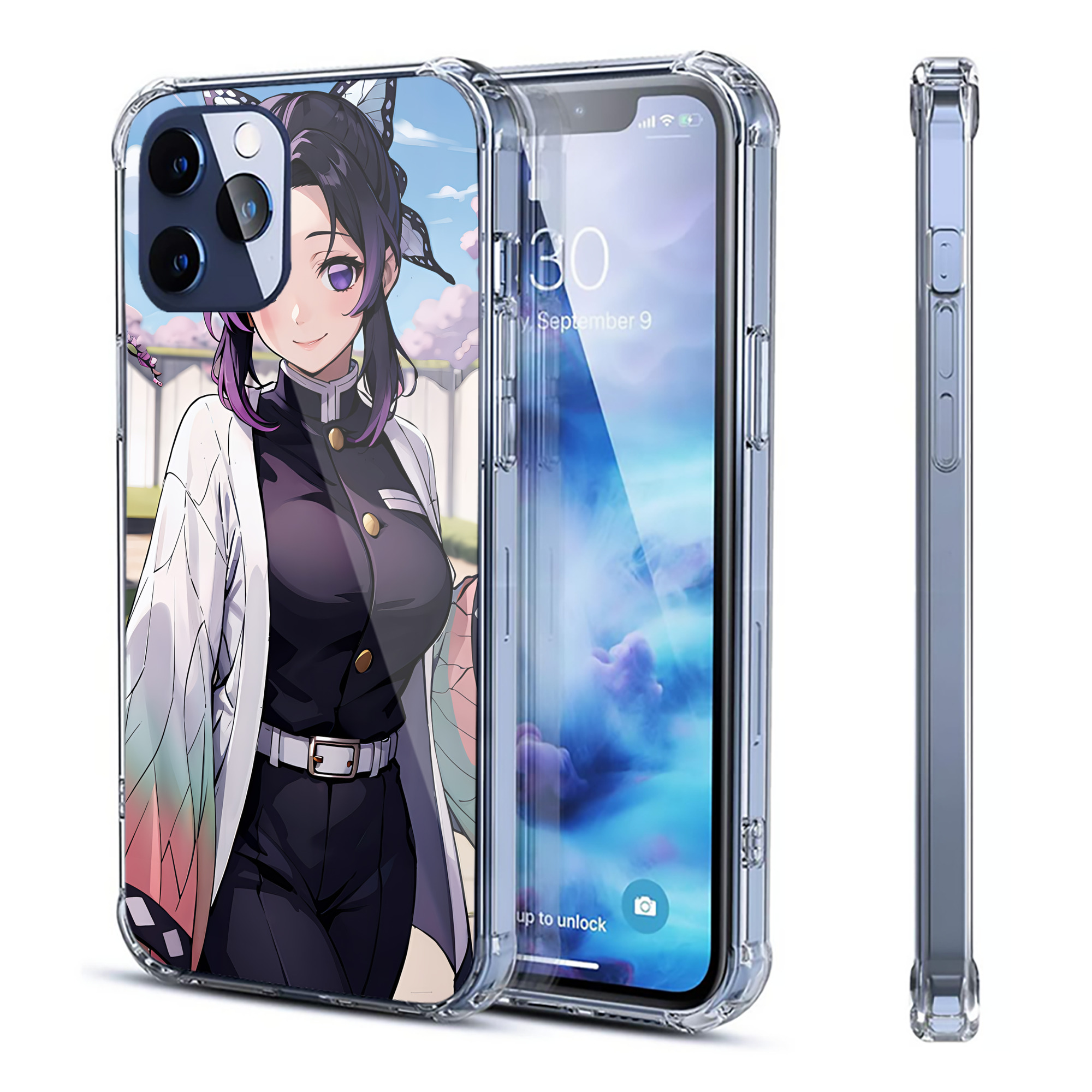 （画像用） 鬼滅の刃（きめつのやいば）蟲柱-胡蝶 しのぶ／こちょう しのぶ Kochou Shinobu 【iPhone 12シリーズ対応】透明スマホケース（クリアソフトケース）